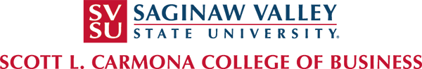 SVSU Saginaw Valley State University Scott L. Carmona College of Business logo