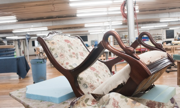 Mid-Michigan Upholstery & Awning chair being upholstered
