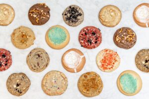 Cookies on a sheet spread out evenly.